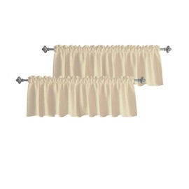 UPOPO - 2 cortinas de cenefa beige de 18 pulgadas para oscurecer la habitación, cortinas de cocina, cenefas de baño, sala de estar, triple tela, cortas, mini ventana para recámara, bolsillo para barra de 52 x 18 pulgadas