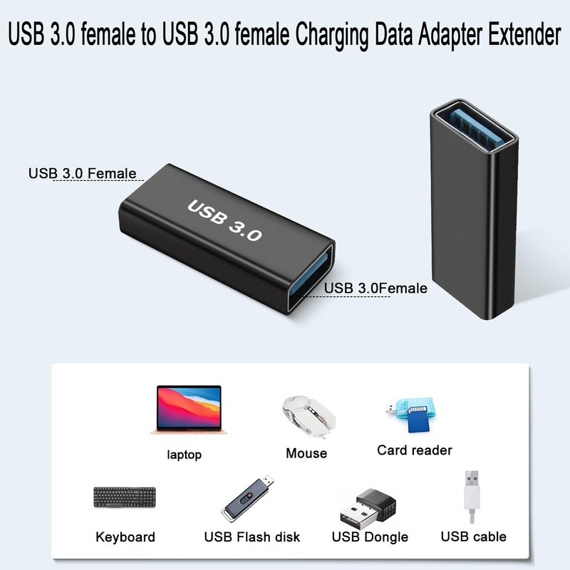 QIANRENON USB 3.0 Female to USB 3.0 Female Adapter Coupler