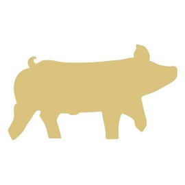 Pig Cutout Unfinished Wood Nursery Kids Room Paint Party Everyday Door Hanger MDF Shape Canvas Style 10 (18")
