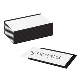 Realth Magnetic Label Holder, Pack of 10, C-Channel Magnetic Labels, 76.2 mm x 127 mm, Writeable, Dirt-Free, Removable, for Whiteboard, Metal Wall Cabinets and Drawers (MLH3510)