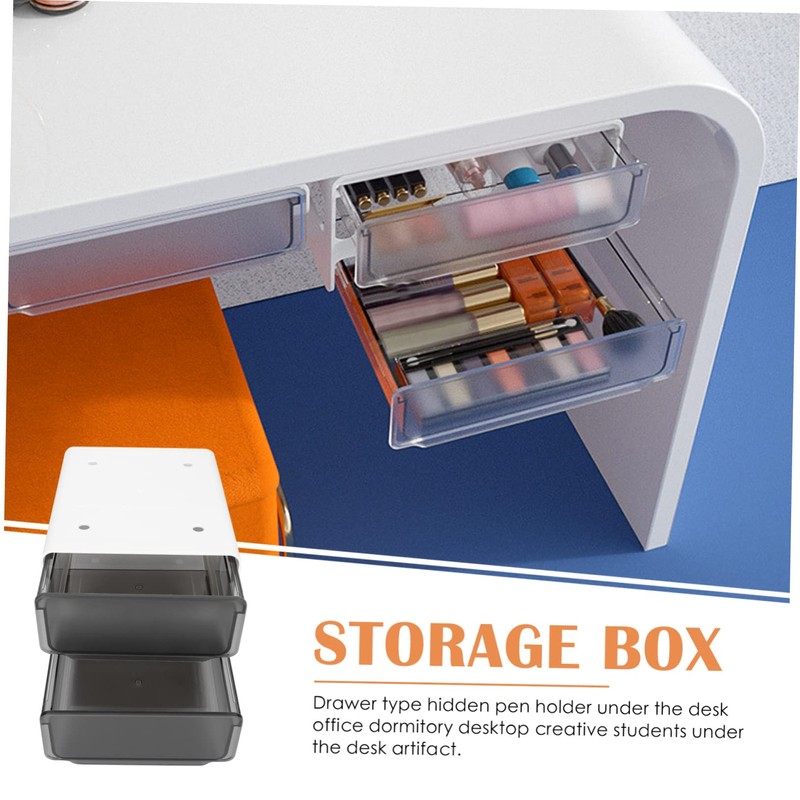 Operitacx Box Double Storage Box Desk Drawer Drawer Compartment Under
