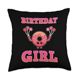 Anime Birthday Doughnut Kawaii Manga Merch Donut Donut Birthday Girl Doughnut Day Foodie Woman Anime Figure Throw Pillow, 18x18, Multicolor