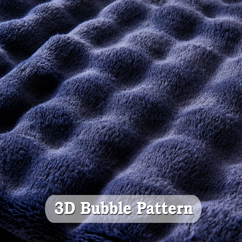 Wajade Fleece Throw Blanket Bubble Faux Fur Fluffy Bed Blanket