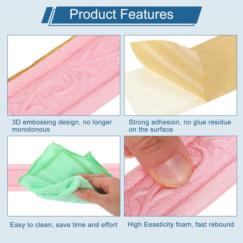 HARFINGTON 3D Wall Edging Self-Adhesive 90"x1.57" Flexible Peel and Stick