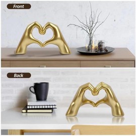 Large Heart Hands Sculpture Decor for Living Room Bedroom Bookshelf, Gold Love Finger Statue Shelf Decor, Unique Birthday Idea for Girls Sisters Girlfriend Mom Teacher