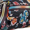 Funky Black Floral Nylon Bum Bag Fanny Pack Rainbow Zips