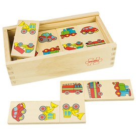 Bigjigs Toys Wooden Dominoes (Transport) with Storage Box