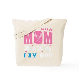 CafePress Lacrosse Player Lax Mom Loves His Reusable Natural Beige Canvas Shopping Bag