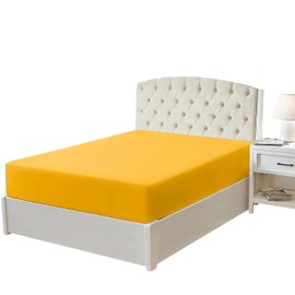 EV Dekor®MF123 Fitted Sheet King, Ochre Yellow - Deep Pocket Bedsheet 12inch (30 cm) - Soft Brushed Microfibre Fabric - Shrinkage and Fade Resistant - Bottom Sheet - King Bed Bedsheet Fitted