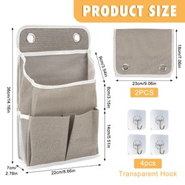 SHMSHNG 2pcs Hanging Organisers, Wall Hanging Storage Bag, Grey