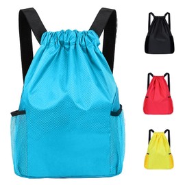 Drawstring Bag Waterproof Swim PE Bag Unisex Large Sports String Backpack Oxford Fabric Gym Sack for School Travel Swimming Holidays Climbing Hiking (50x44,Sky Blue)
