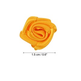 PATIKIL 0.6" Mini Satin Ribbon Roses, 30 Pcs Tiny Fabric Flowers Embellishments Rosettes Applique for DIY Crafts and Wedding, Yellow
