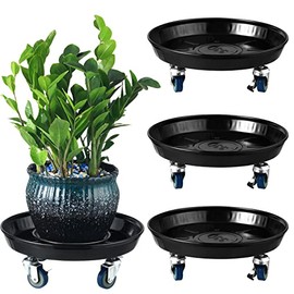 3 Packs Metal Plant Caddy with Wheels 13" Rolling Plant Stand Heavy Duty Plant Dolly with Casters for Indoor and Outdoor Large Planter Casters Potted Plant Mover,Black