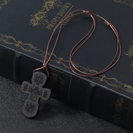 H.ZBRUJ Natural Wood Cross Necklace Christian Orthodox Pendant Religious Rosary Handmade Prayer Accessories For Men Women