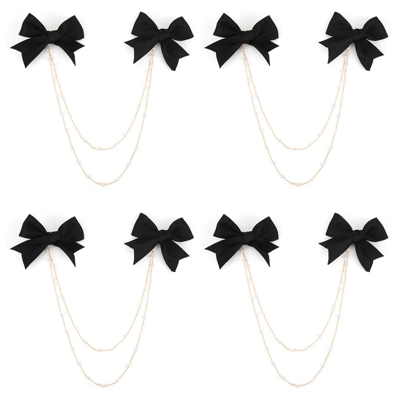 4Pcs Bow Hairpins Metal Snaps Barrettes Hair Clips Accessories with