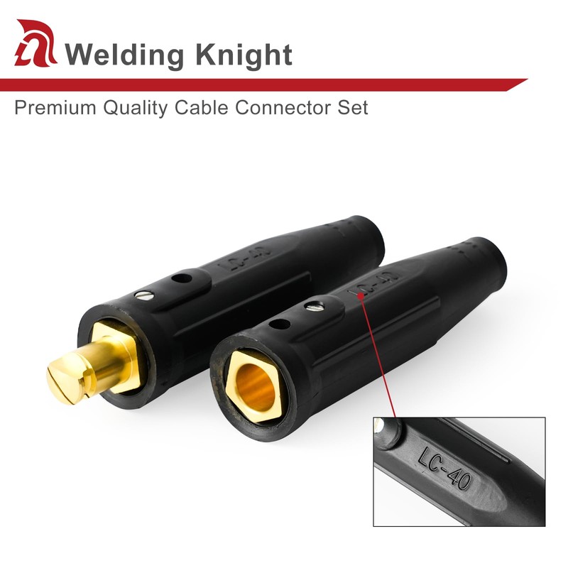 Welding Knight LC40 Welding Cable Connector Set Black Male and