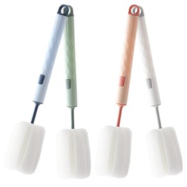Healvian Cepillo para Botellas 4 Piezas Juego De Cepillos De Esponja Desmontables para Limpieza De Biberones Y Vasos con Mango Largo 11 Pulgadas para Uso En Hogar