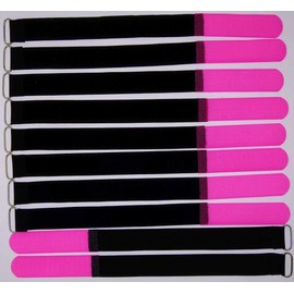 10 x 30 cm x 25 mm resealable Velcro cable ties, neon pink with metal eyelet, cable Velcro tape, 300 mm, reusable