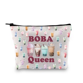Boba Tea Makeup Bag Boba Queen Boba Tea Lover Gift Bubble Tea Gift Tapioca Bubble Tea Cosmetic Bag (Boba Queen 3UK)