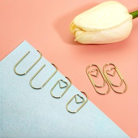 Small Gold Heart Paper Clips Paperclips, 1 inch, 100 Pcs