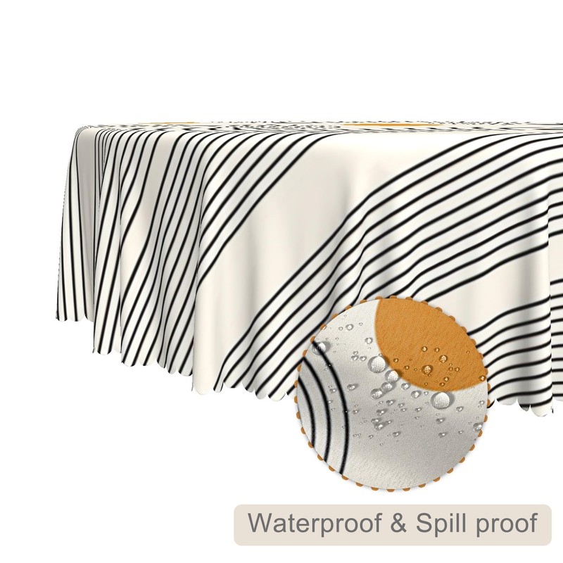 TTQYFNM Boho Mid Century Round Tablecloth 70 Inch Minimalist Abstract