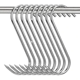 12PCS Meat Hooks – Commercial Grade Butcher Hooks for Smoking, BBQ, Grilling, Rustproof S-Hooks (5.9inch/15cm)