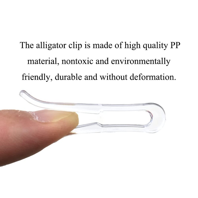 HAHIYO 1.5inch/38mm 200Pcs Clear Plastic U Shape Alligator Clip, Clothespin