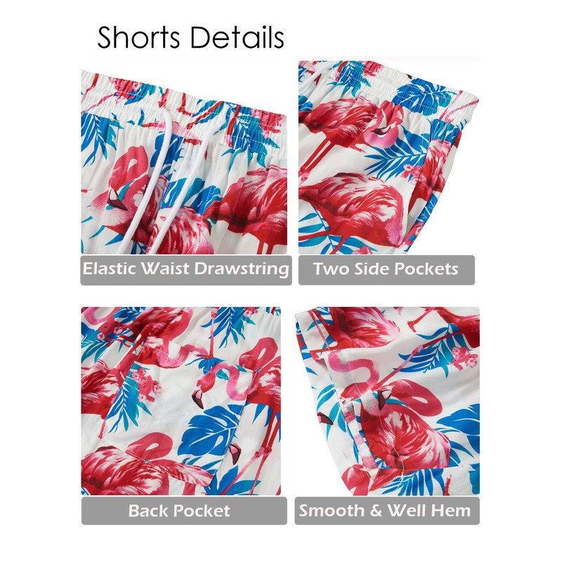 EISHOPEER Men's Hawaiian Shirts and Shorts Set 2 Pieces Button