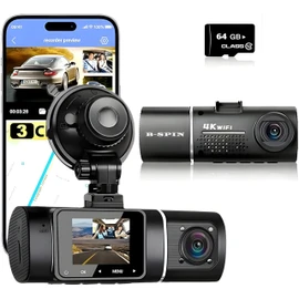 Dual Dash Cam FHD 4K 1080P WiFi Front and Inside Recorder Mini Car Camera Uber 170 Wide with 64 GB High Speed SD Card Free (Maximum Support 256 GB)