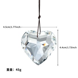 Colorful Heart Crystals Suncatcher Hanging Sun Catcher with Chain Pendant Ornament for Window Home Garden Christmas Day Party Wedding Decoration (White)