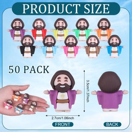WWmily 50 Pcs Mini Jesus Figures Religious Little Jesus Figurine Cute Tiny Doll to Hide and Seek Church Favors for Sunday School Baptism Activities Party Supplies