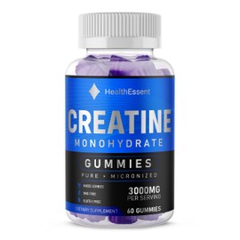 Creatine Gummies 3000mg, Creatine Monohydrate Gummies, Creatine Gummies for Women, & Men (1 Month Supply), Vegan, Creatine Chews, High Strength All Natural - 60 Gummies by HealthEssent