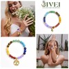 Bivei 7 Chakra Bracelet Real Stones, Gemstone Bracelet Women, Crystal