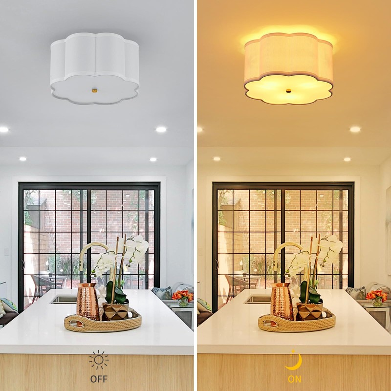 Widluth Modern Drum Semi Flush Mount 3-Light Gold Ceiling Lighting