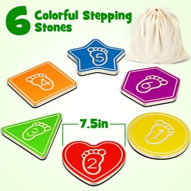 Helsort Wooden Stepping Stones for Kids, Non-Slip Toddler Stepping Stones Balance Beam for Kids 3-5, Gross Motor Toys Toddlers Play Equipment Indoor Activity Obstacle Course for Kids Ages 3 4 5 6 Year