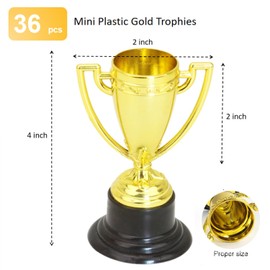 SenseYo 36 Pack Mini Trophies Cups, Gold Trophy Award, Plastic Trophies for Kid, 4 Inch Award Trophies for Kids Party Favors, Winning Prizes