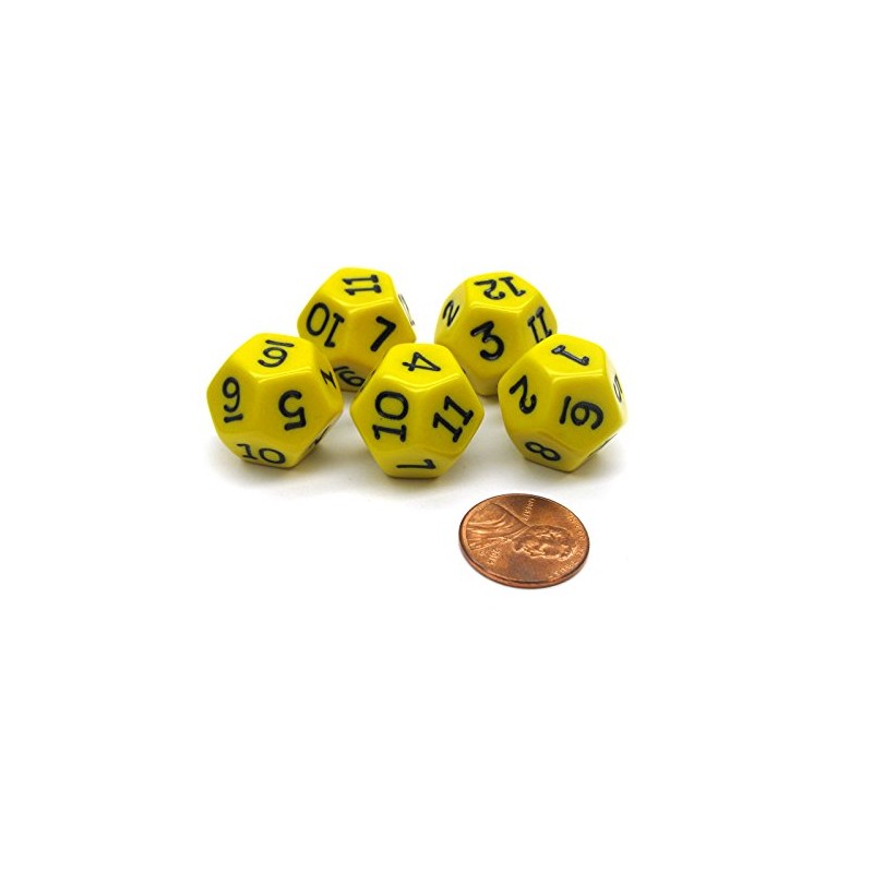 Koplow Games Set of 5 D12 12-Sided 18mm Opaque RPG