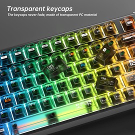 JMTCtech Black Clear keycaps,Transparent keycaps 60 75 100 Percent,Crystal Ceramic Custom Key Cap Set 115 Keys,Shine Through Key caps,Cherry Profile Key Cap for Mx Switches Mechanical Keyboard