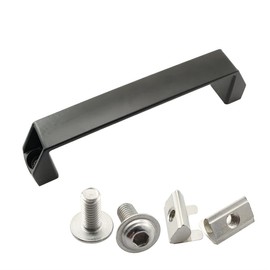 PZRT Black Aluminium Alloy Handle Rectangular Industrial Pull Handle for 30/40 Series European Standard Aluminum Extrusion Profile Accessories 180mm