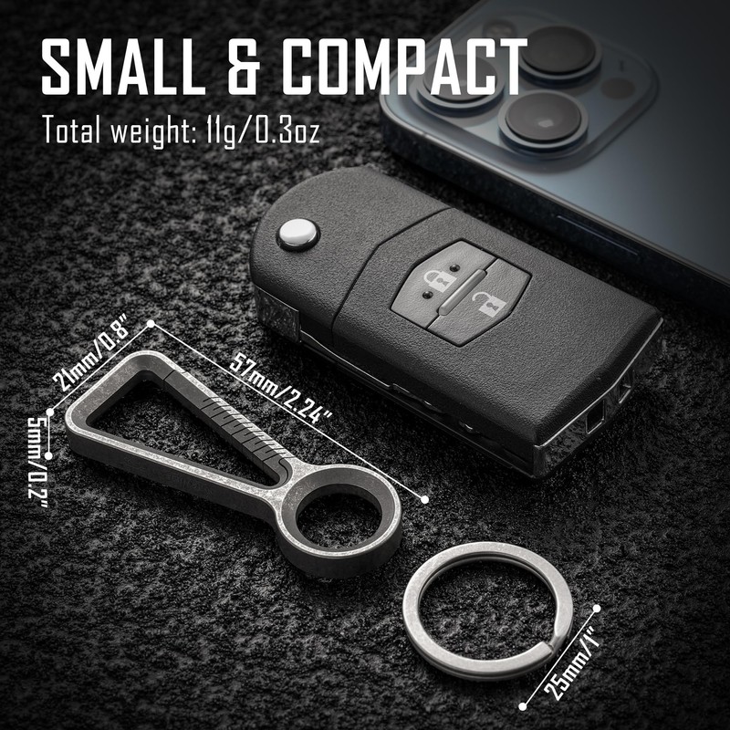 KeyUnity KM01 Titanium EDC Keychain Clip with Bottle Opener, Quick
