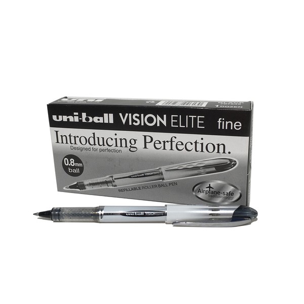 Uni-ball UB200 Vision Elite Rollerball Pen 0.8mm Tip 0.6mm Line Black Ref 9007000 [Pack of 12]