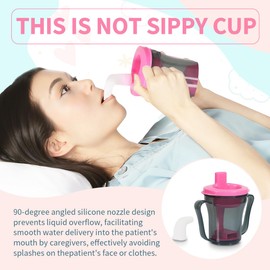 Ehucon Dysphagia Regulating Drinking Cup for Swallowing Problems,Provale Cup 5cc and 10cc for Elderly,Dysphagia Cup Adults with Handles (Gray Body and Pink Lid)