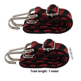 ZEONHEI 8 Pack 1m Bungee Cords with Hooks, Flat Bungee Straps, Adjustable Bungee Cords for Bicycle Car Camping Luggage Roof Racks Fixings, 3cm Wide