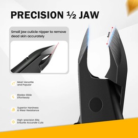 BEZOX Precision Cuticle Nippers (4mm) - Professional Half Jaw Cuticle Cutter Stainless Steel for Manicure and Pedicure Salon Quality Cuticle Remover (Black)