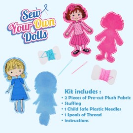 FancyOh! Sew Your Own Doll Kit - 4 Pieces Beginner Sewing Kit for Girls Age 5+ - Fun Educational Craft Kit Including Instructions - Mia