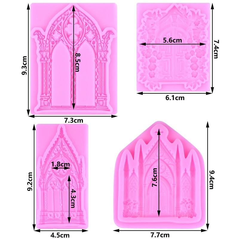 ZiXiang Gothic Window Door Silicone Molds Castle Door Fondant Mold