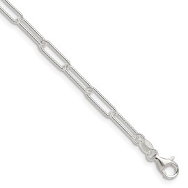 GlittersandGold Sterling Silver Polished 3.5mm Paperclip Chain Necklace