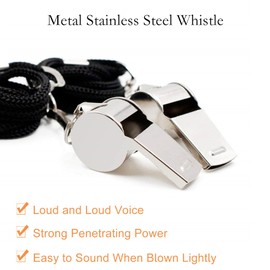 Schiri Whistle, Stainless Steel Whistle with Lanyard, Professional Whistle with Excellent Sound for School Sports, Football Referee, Dog Training, Sports Lessons