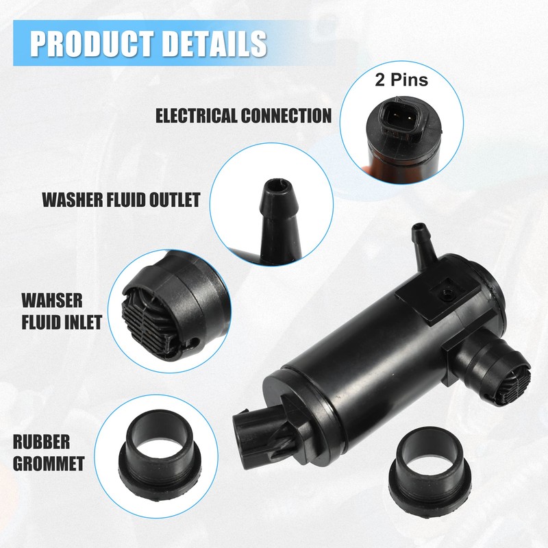 ACROPIX Windshield Washer Motor Pump with Grommet 76806-TBA-A01 for Honda