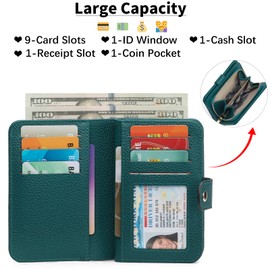 GAEKEAO Small Wallet for Women RFID Blocking Leather Wristlet Purse Bifold Ladies Wallet Credit Card Case with ID Window